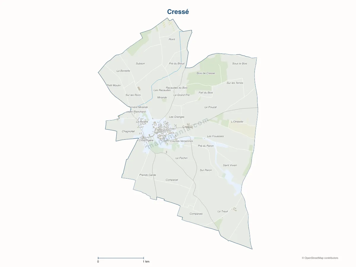 Carte de Cressé à personnaliser