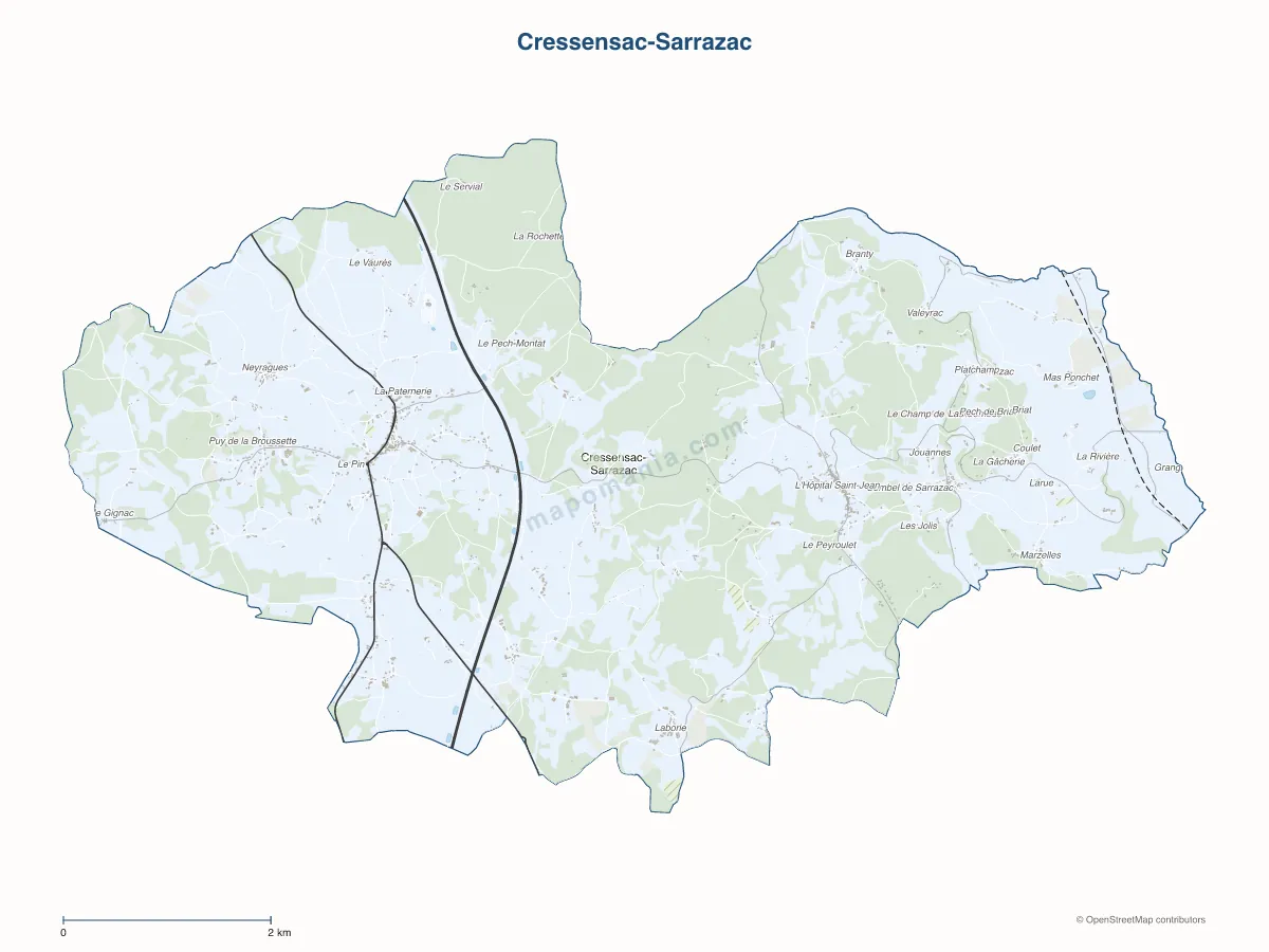 Carte de Cressensac-Sarrazac à personnaliser