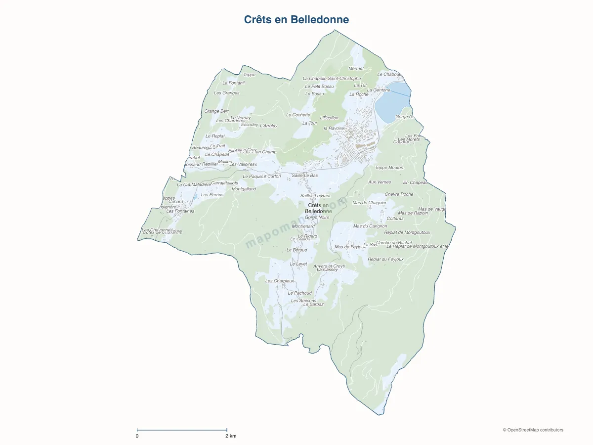 Carte de Crêts en Belledonne à personnaliser