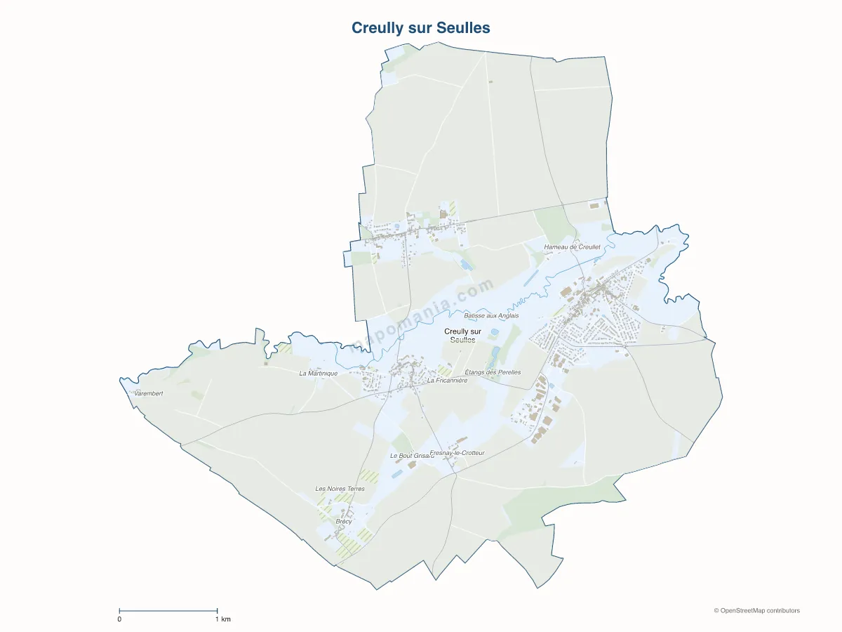 Carte de Creully sur Seulles à personnaliser