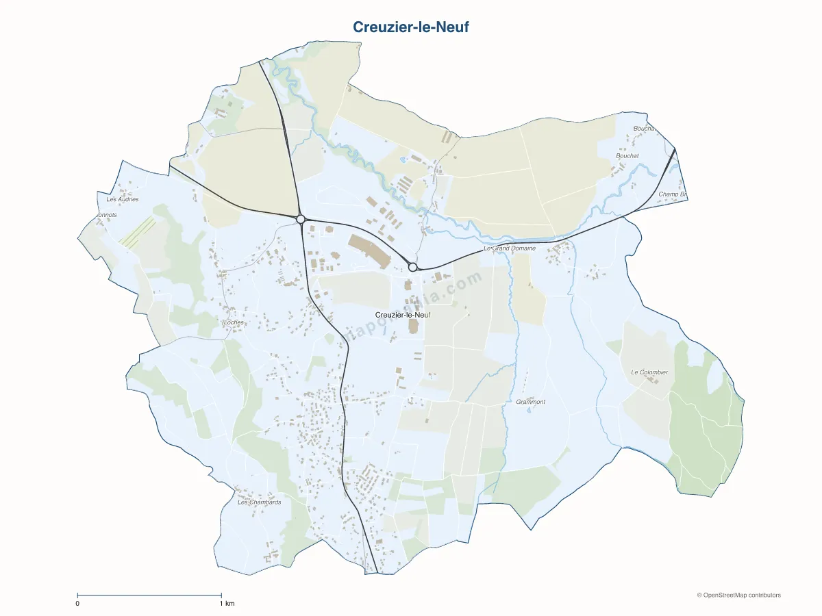 Carte de Creuzier-le-Neuf à personnaliser