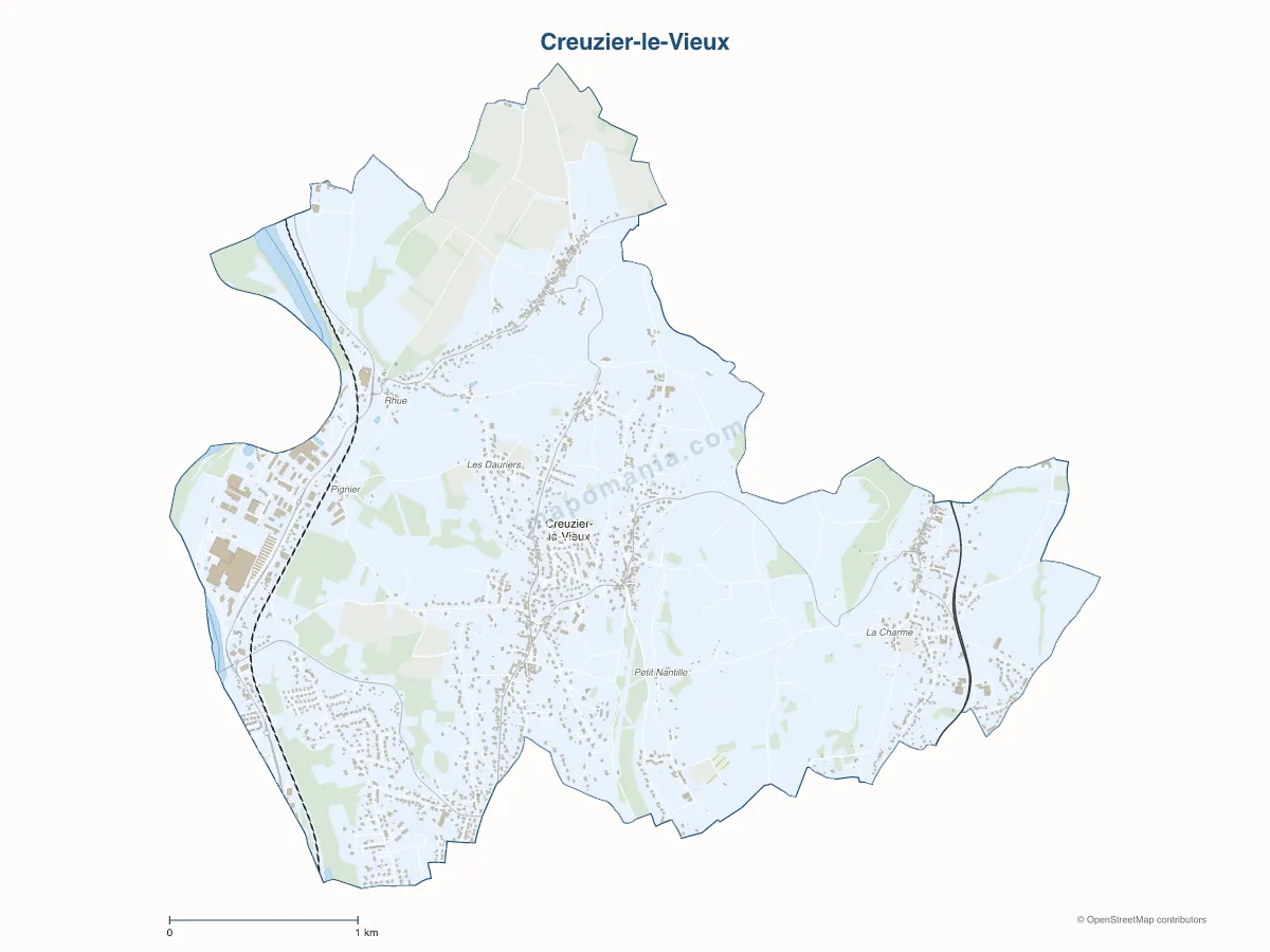 Carte de Creuzier-le-Vieux à personnaliser