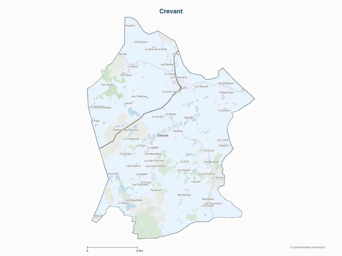 Carte de Crevant à personnaliser