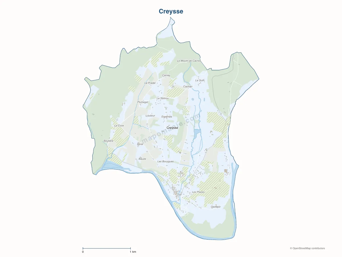 Carte de Creysse à personnaliser