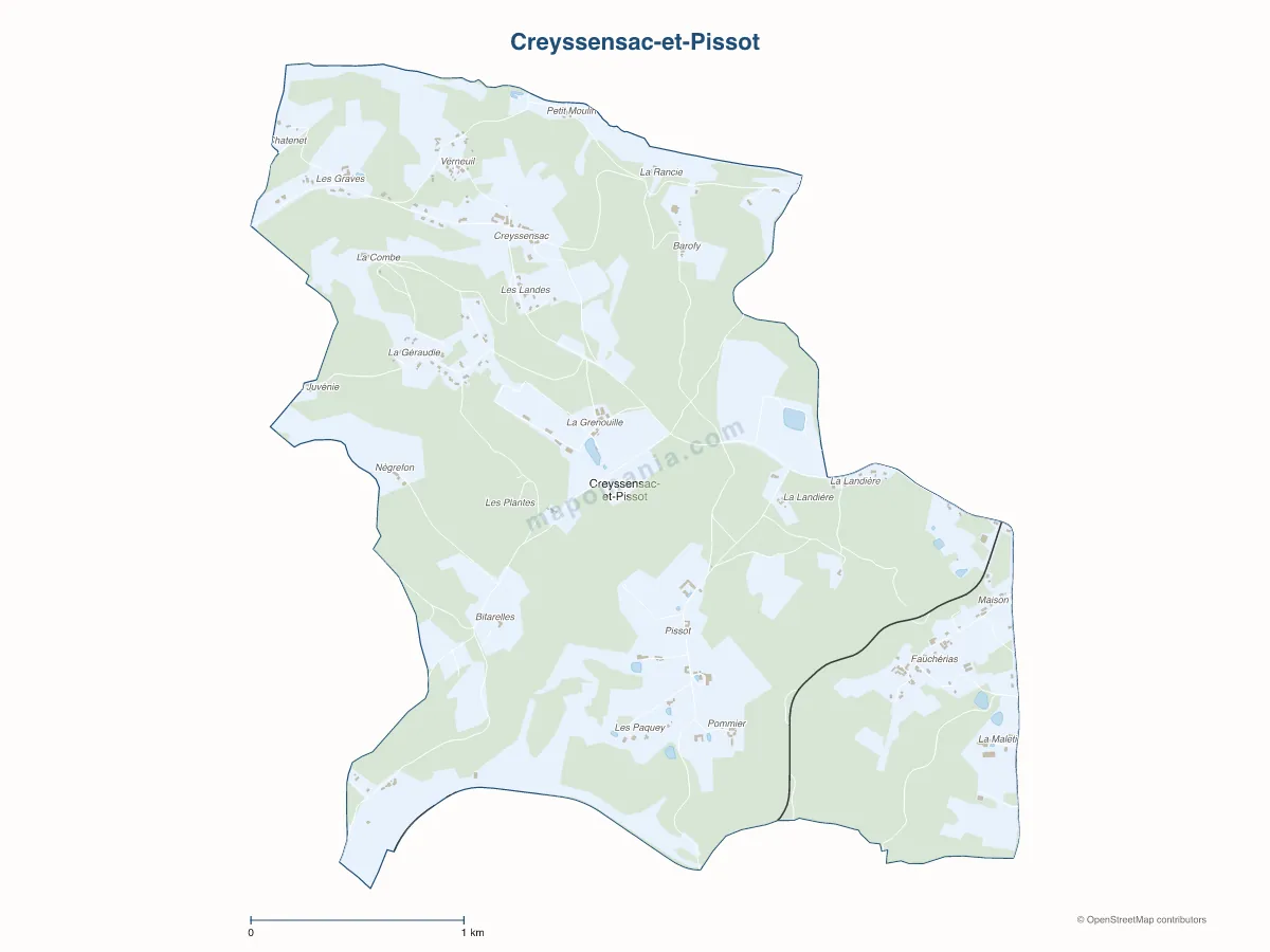 Carte de Creyssensac-et-Pissot à personnaliser