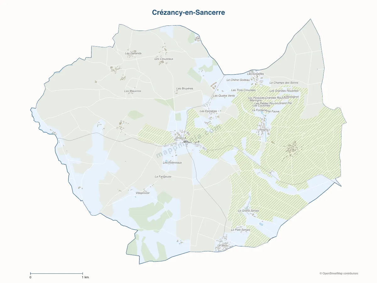 Carte de Crézancy-en-Sancerre à personnaliser