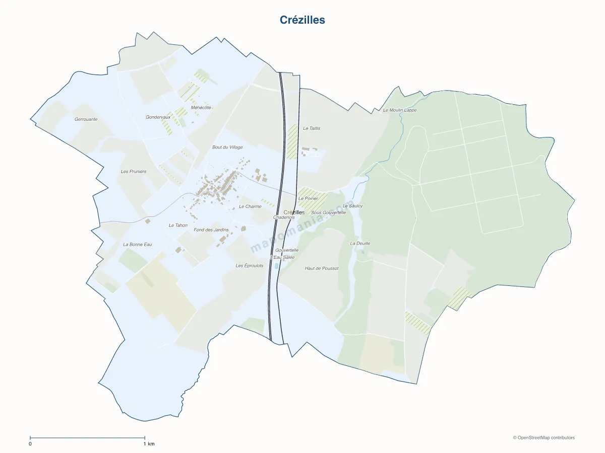 Carte de Crézilles à personnaliser