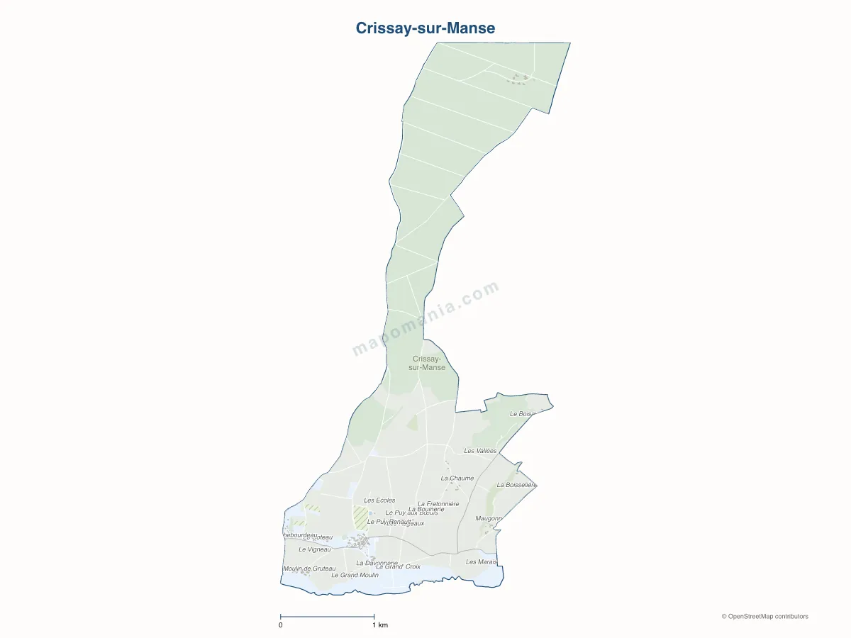 Carte de Crissay-sur-Manse à personnaliser