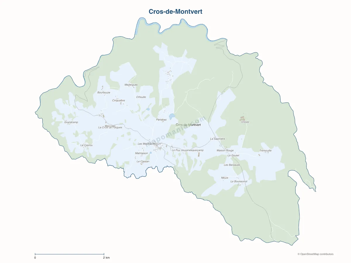 Carte de Cros-de-Montvert à personnaliser