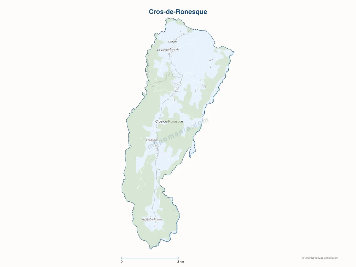 Carte de Cros-de-Ronesque à personnaliser