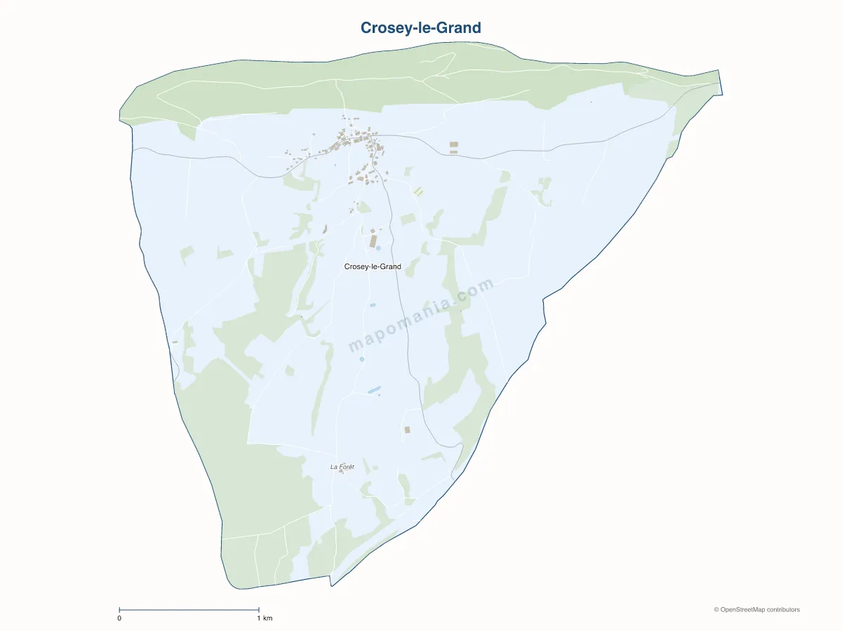 Carte de Crosey-le-Grand à personnaliser