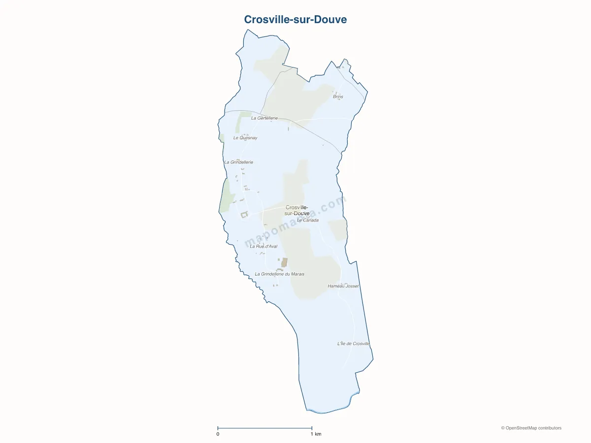 Carte de Crosville-sur-Douve à personnaliser