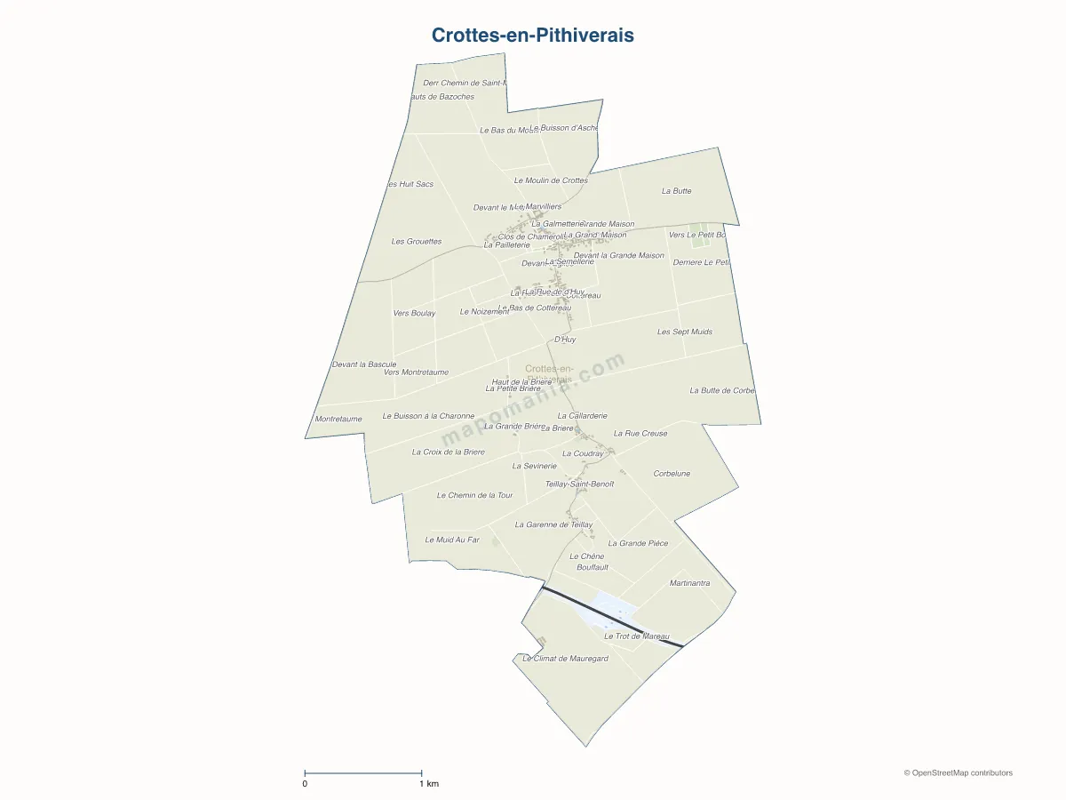 Carte de Crottes-en-Pithiverais à personnaliser