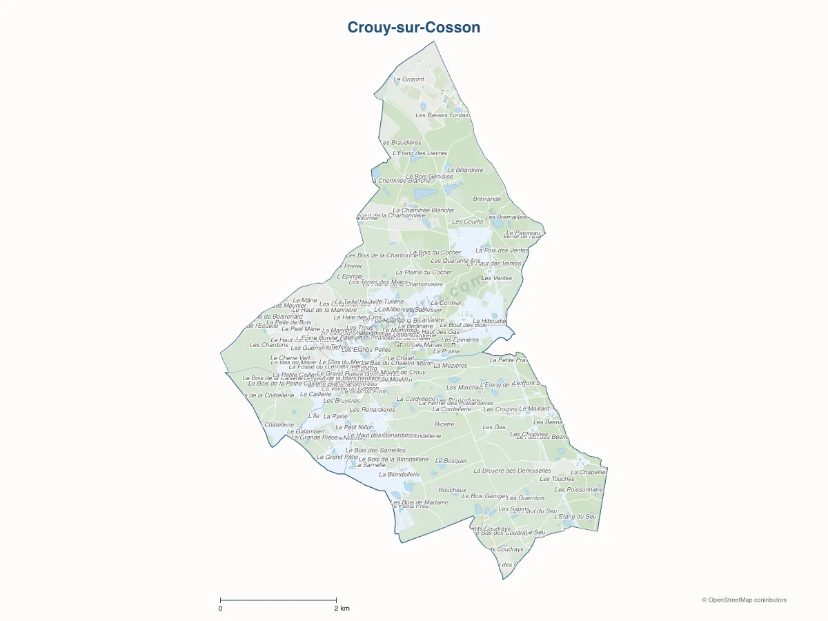 Carte de Crouy-sur-Cosson à personnaliser
