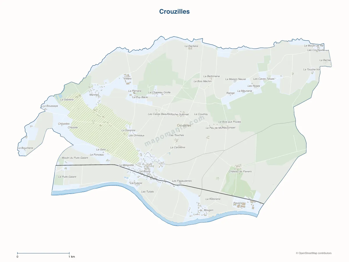Carte de Crouzilles à personnaliser