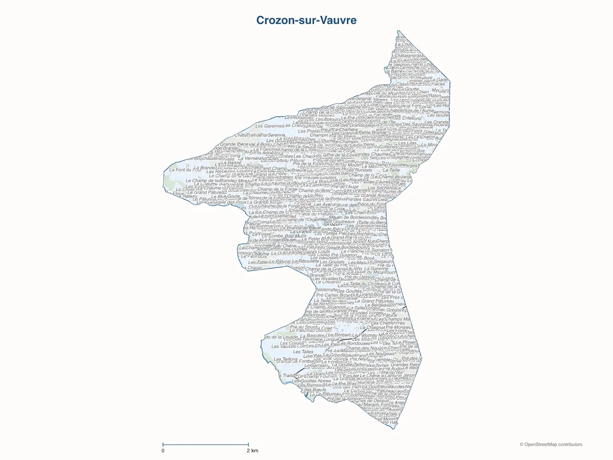 Carte de Crozon-sur-Vauvre à personnaliser