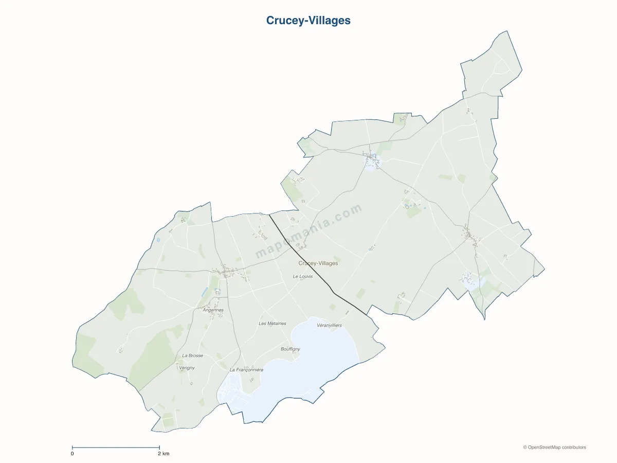 Carte de Crucey-Villages à personnaliser