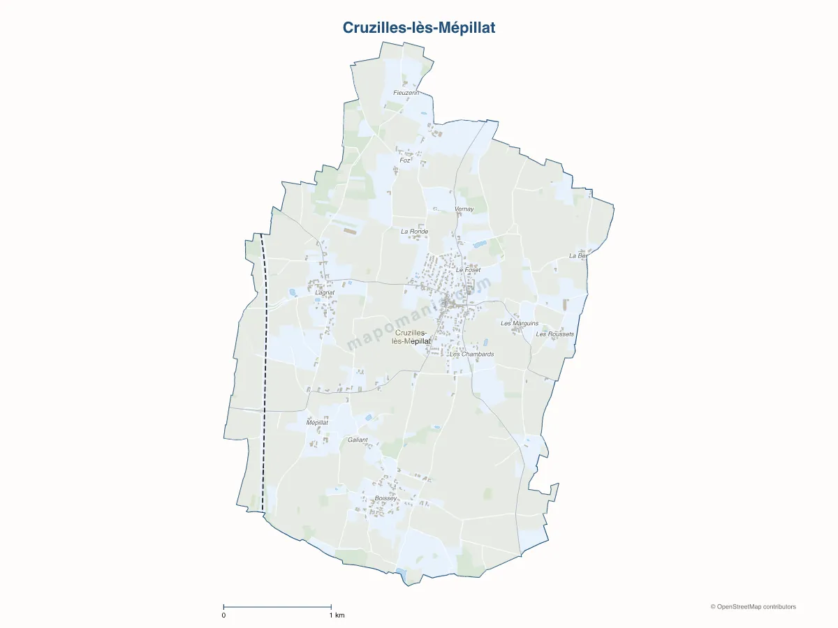 Carte de Cruzilles-lès-Mépillat à personnaliser
