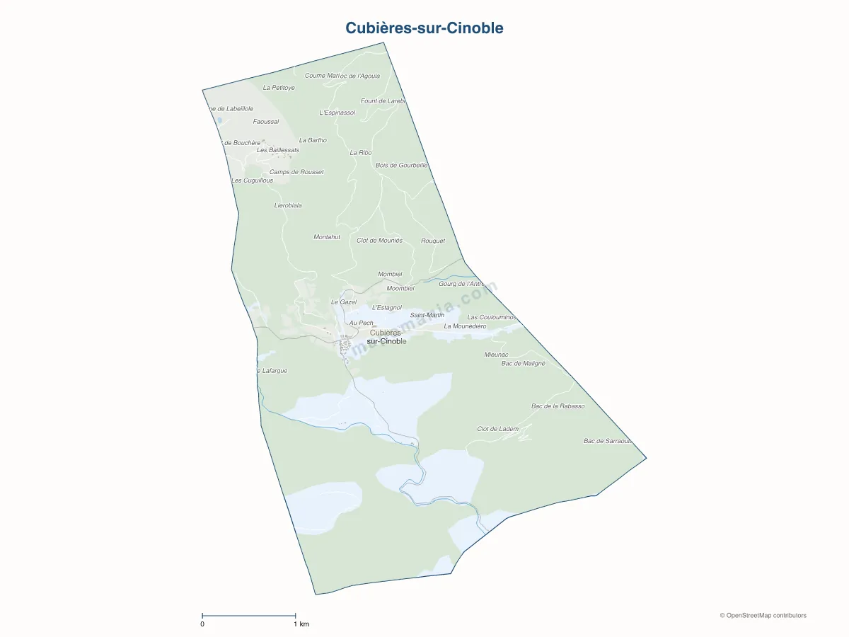 Carte de Cubières-sur-Cinoble à personnaliser