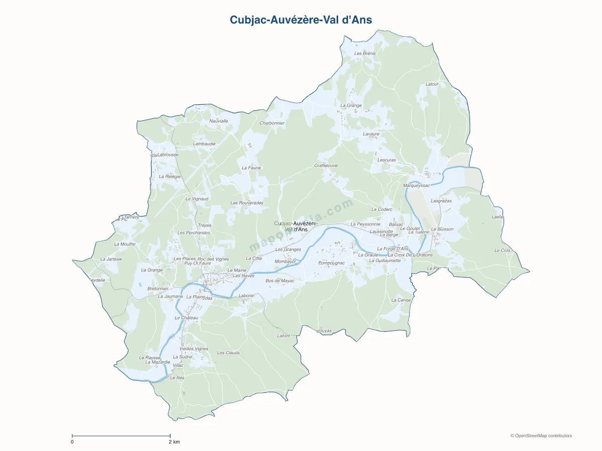 Carte de Cubjac-Auvézère-Val d'Ans à personnaliser