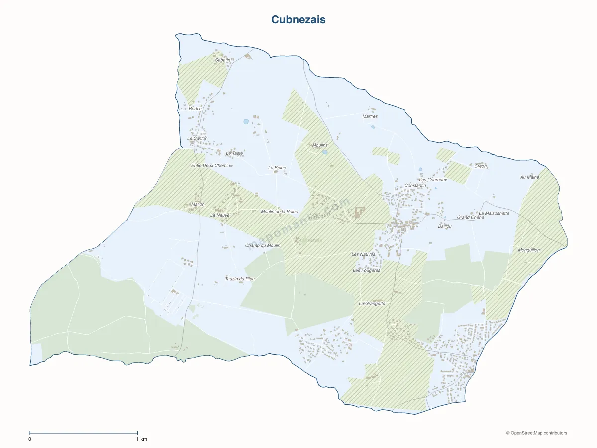 Carte de Cubnezais à personnaliser