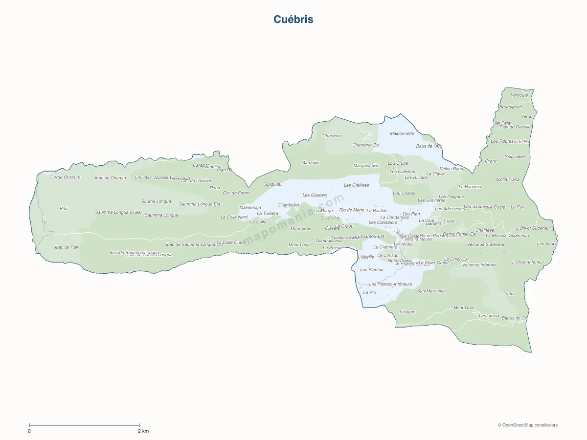 Carte de Cuébris à personnaliser