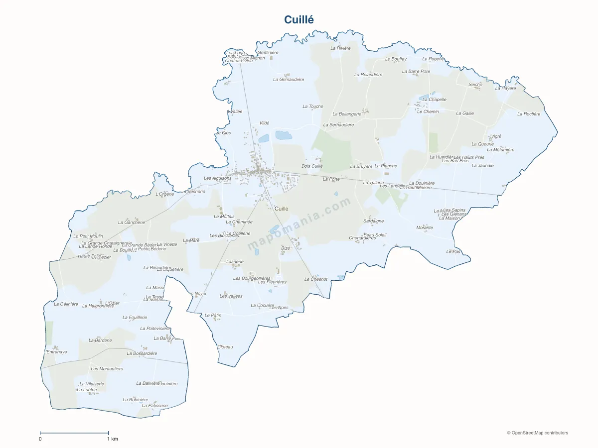 Carte de Cuillé à personnaliser