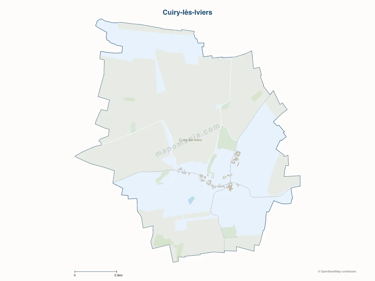 Carte de Cuiry-lès-Iviers à personnaliser