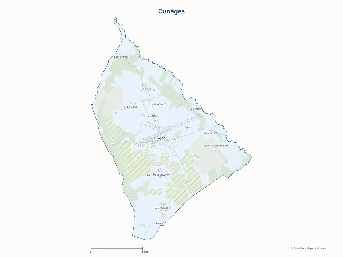 Carte de Cunèges à personnaliser
