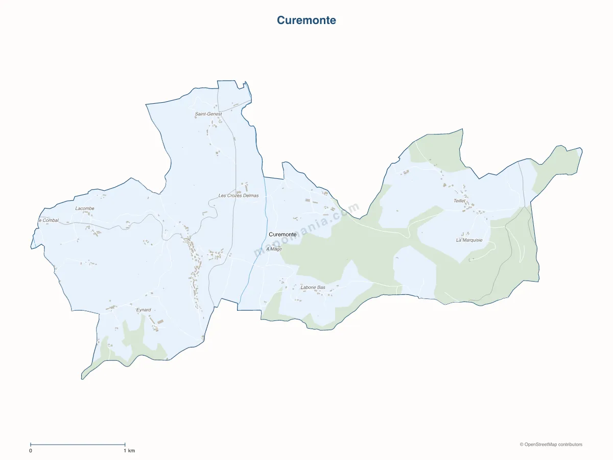 Carte de Curemonte à personnaliser