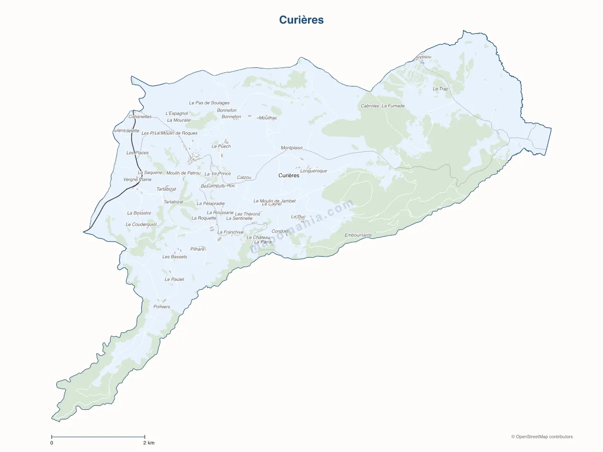 Carte de Curières à personnaliser