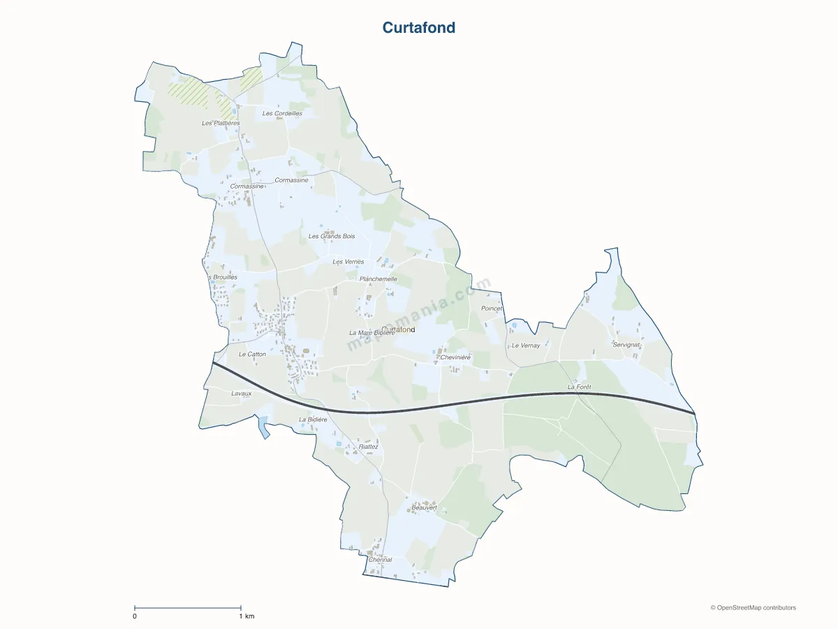 Carte de Curtafond à personnaliser