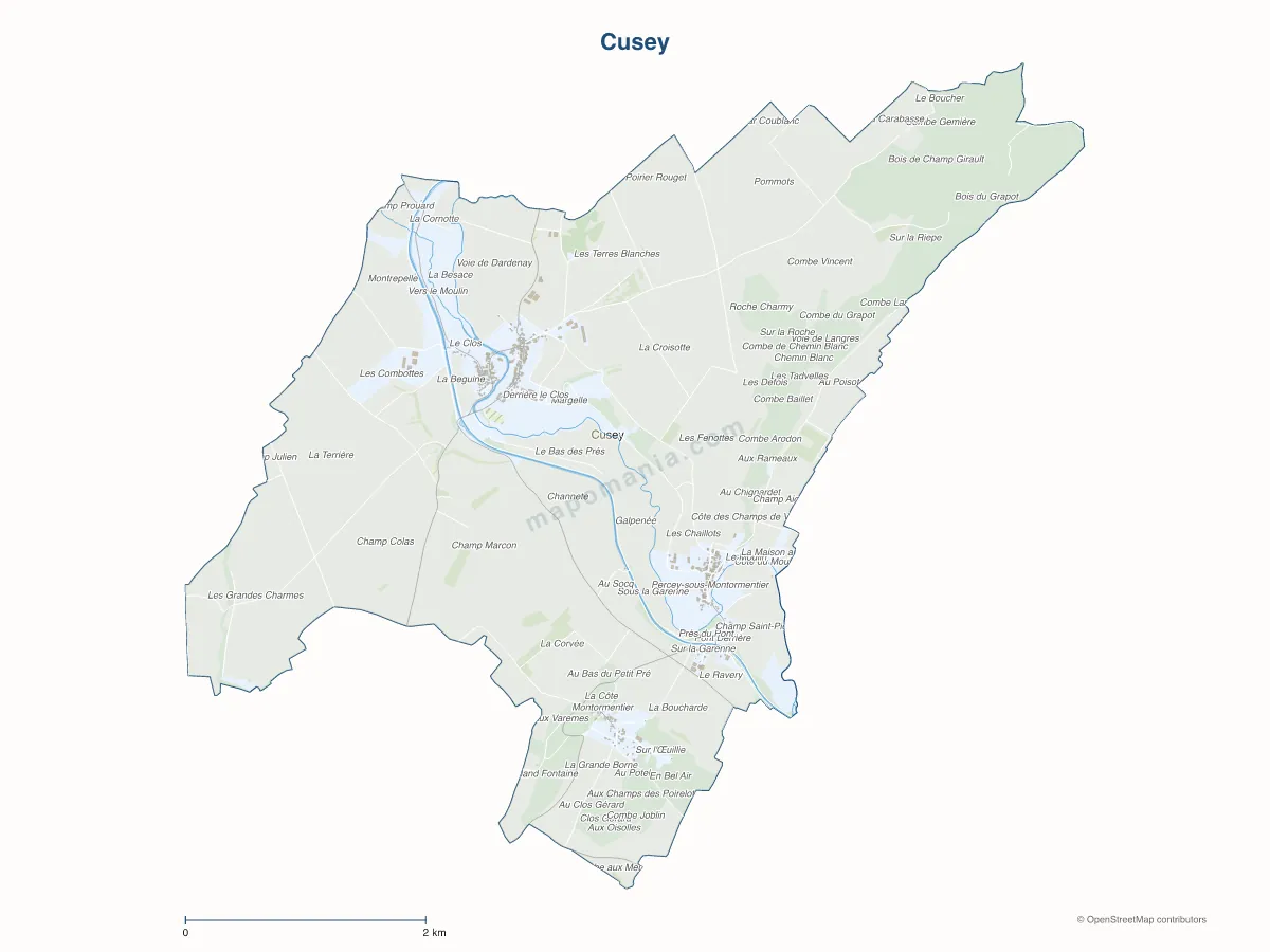 Carte de Cusey à personnaliser