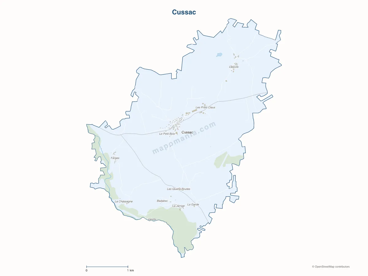 Carte de Cussac à personnaliser