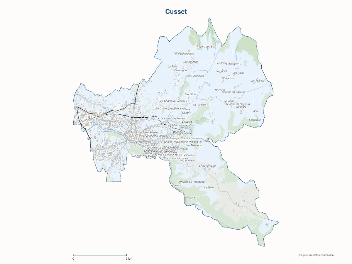 Carte de Cusset à personnaliser