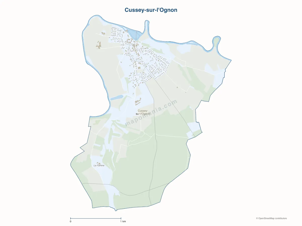 Carte de Cussey-sur-l'Ognon à personnaliser
