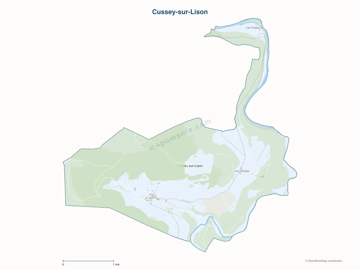 Carte de Cussey-sur-Lison à personnaliser