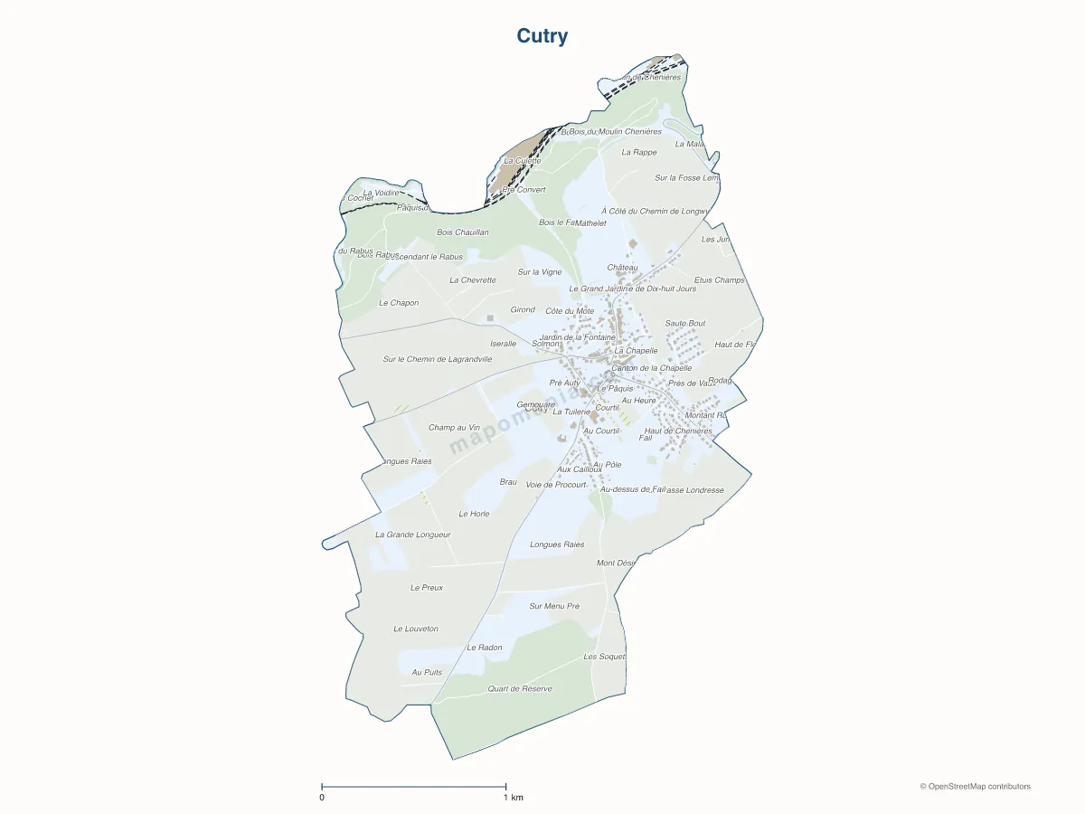 Carte de Cutry à personnaliser