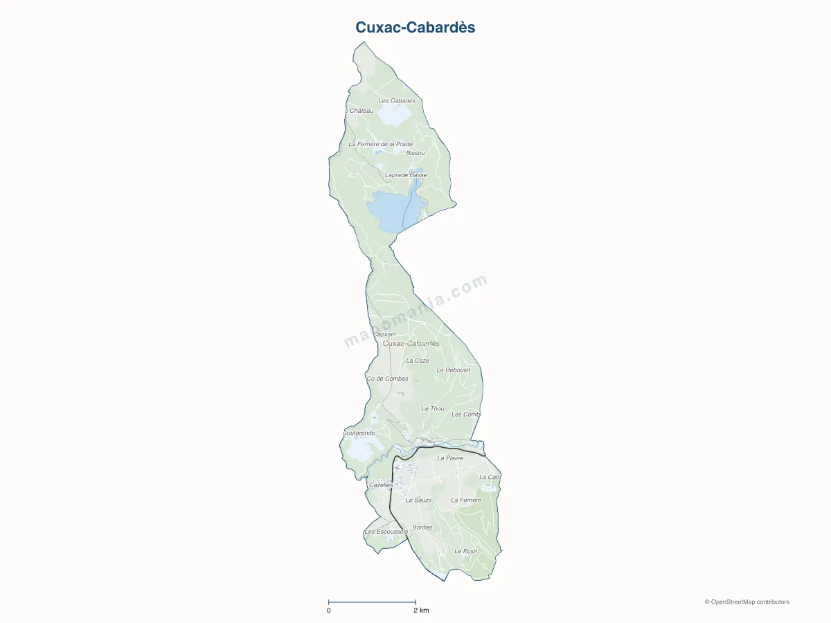 Carte de Cuxac-Cabardès à personnaliser