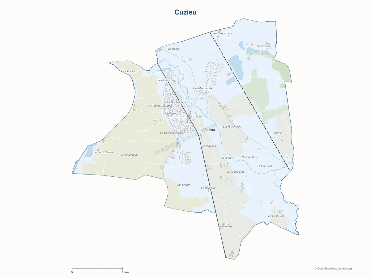 Carte de Cuzieu à personnaliser