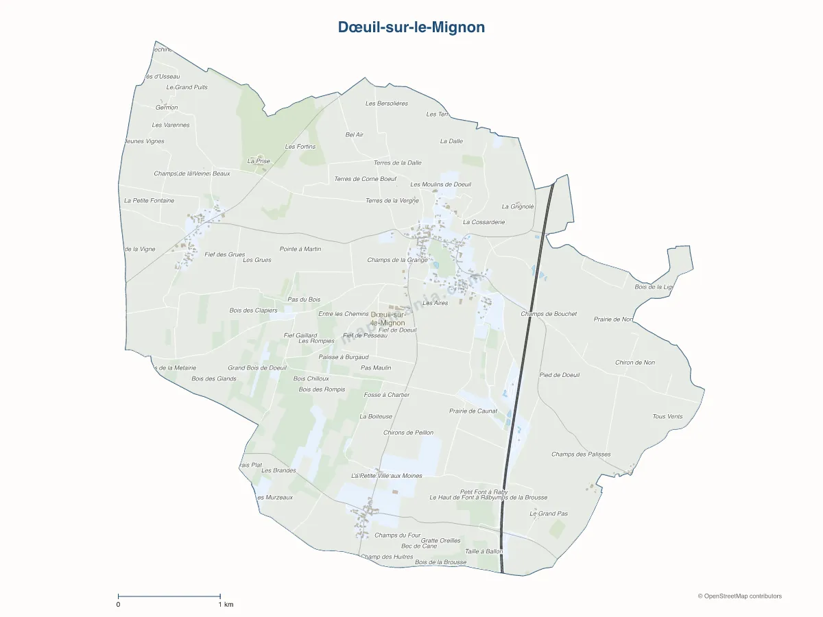 Carte de Dœuil-sur-le-Mignon à personnaliser