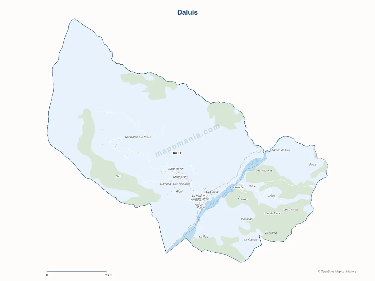 Carte de Daluis à personnaliser