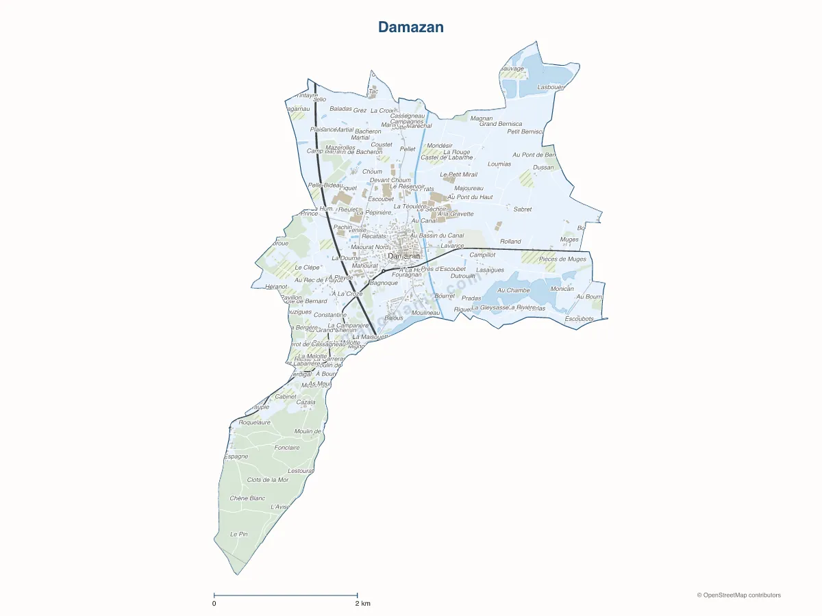 Carte de Damazan à personnaliser