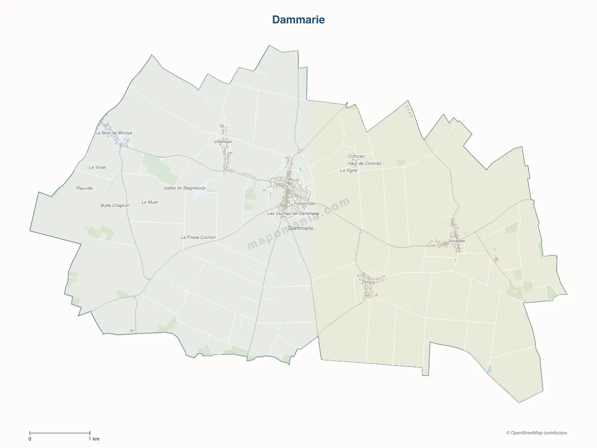 Carte de Dammarie à personnaliser