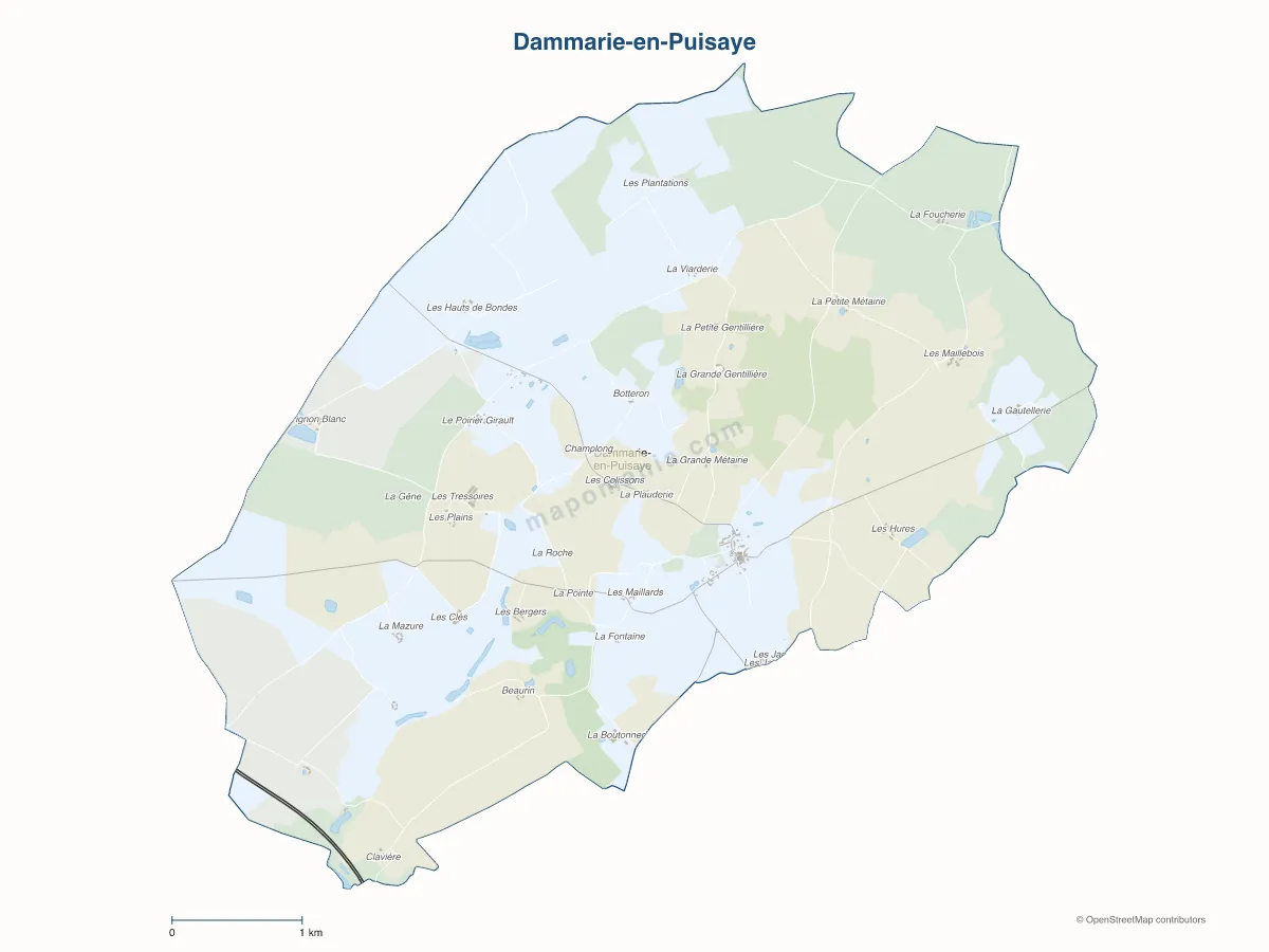 Carte de Dammarie-en-Puisaye à personnaliser