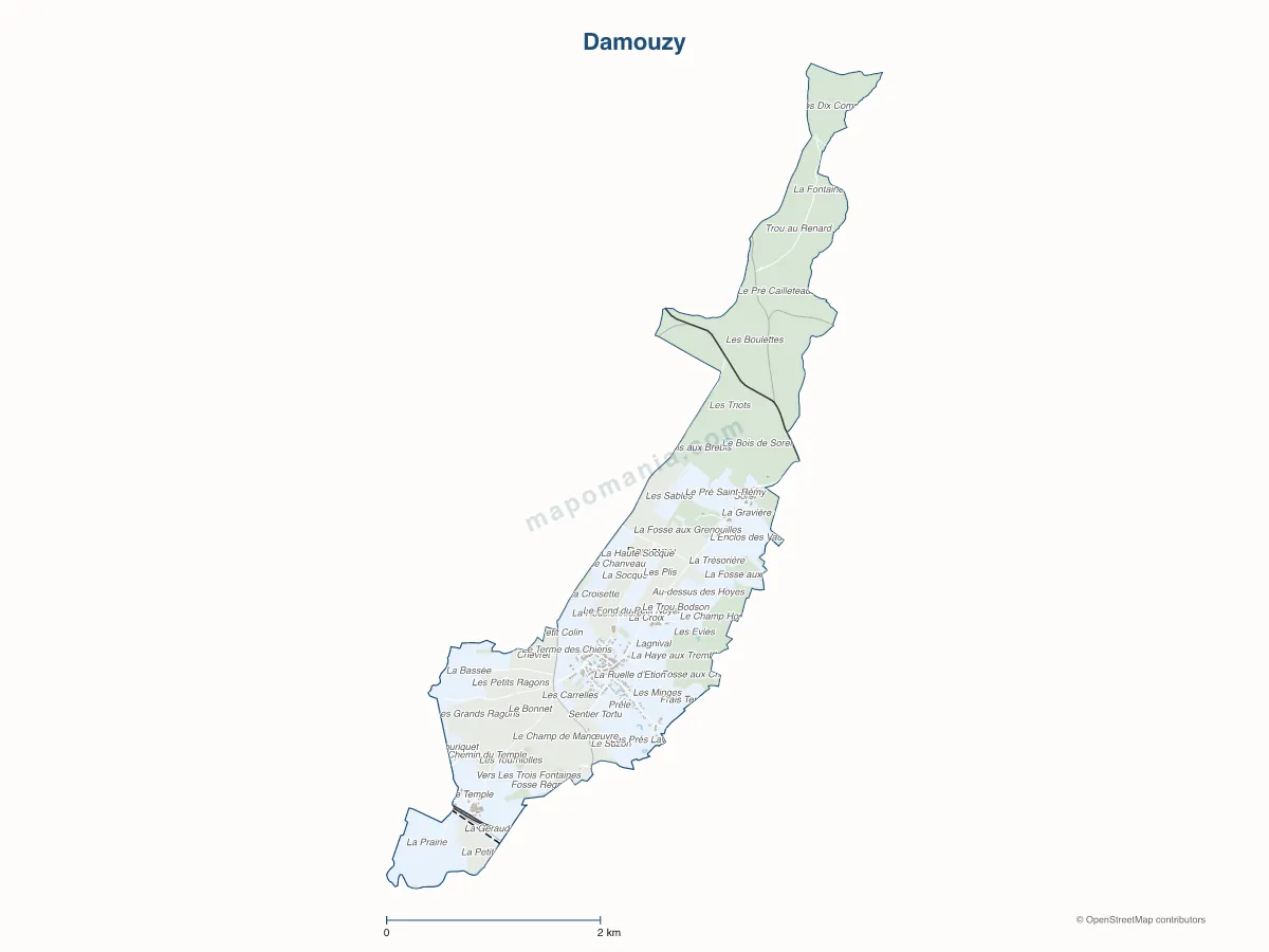 Carte de Damouzy à personnaliser