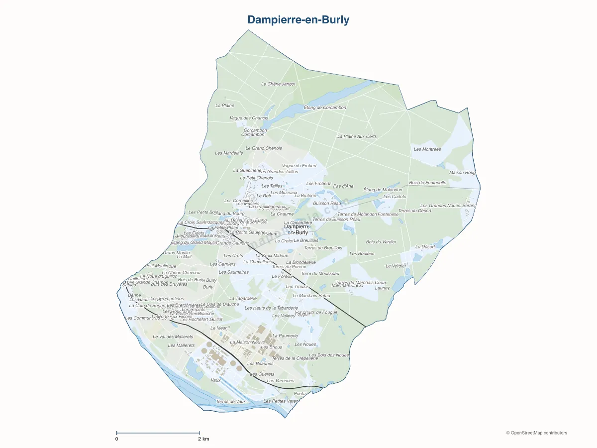Carte de Dampierre-en-Burly à personnaliser