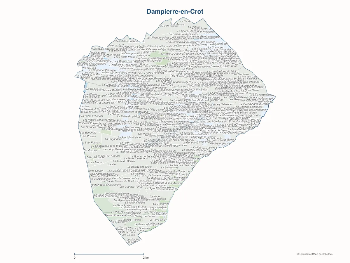 Carte de Dampierre-en-Crot à personnaliser
