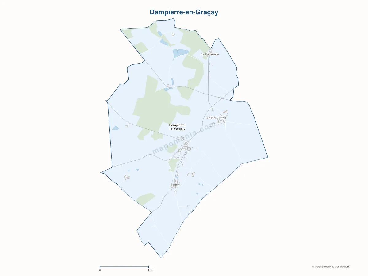 Carte de Dampierre-en-Graçay à personnaliser