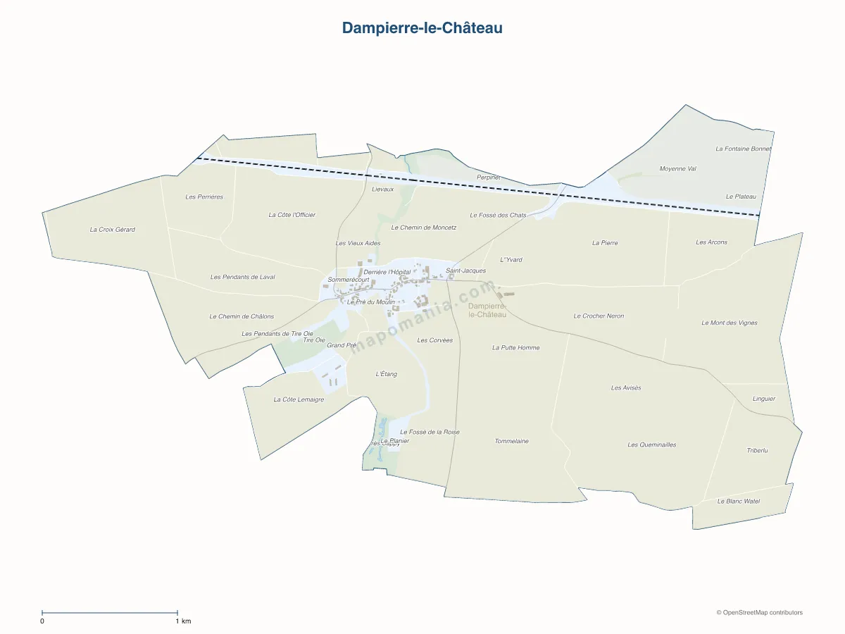 Carte de Dampierre-le-Château à personnaliser